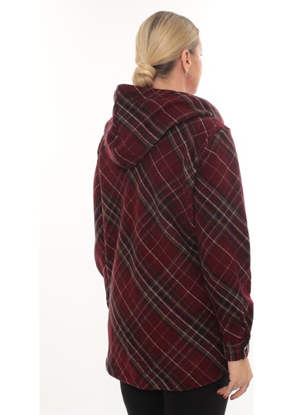 Büyük Beden Rahat Kalıp Kapüşonlu Oduncu Kadın Gömlek Hırka modelleri