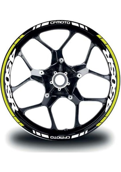 Cfmoto 450SR Sticker Jant Iç & Dış Yazılı Etiket Modeli Neon Sarı - Beyaz