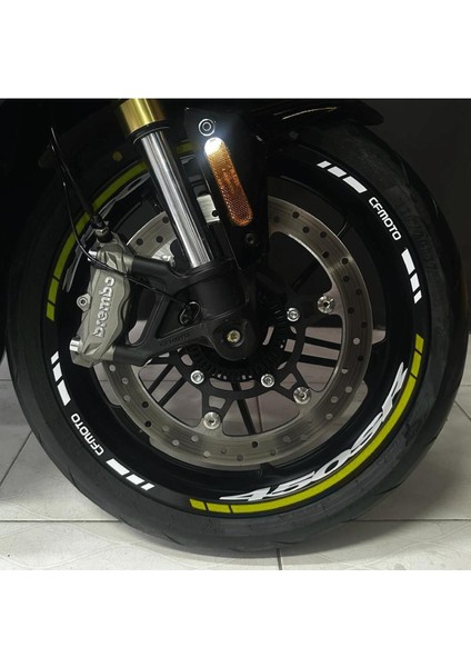 Cfmoto 450SR Sticker Jant Iç & Dış Yazılı Etiket Modeli Neon Sarı - Beyaz fiyatları
