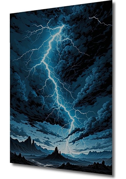 Gökyüzü Fırtınası Yağlı Boya Görünümlü Dekoratif Ahşap Ev/işyeri/ofis Kare Tablo fiyatları