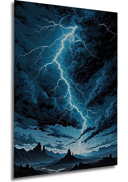 Gökyüzü Fırtınası Yağlı Boya Görünümlü Dekoratif Ahşap Ev/işyeri/ofis Kare Tablo modelleri