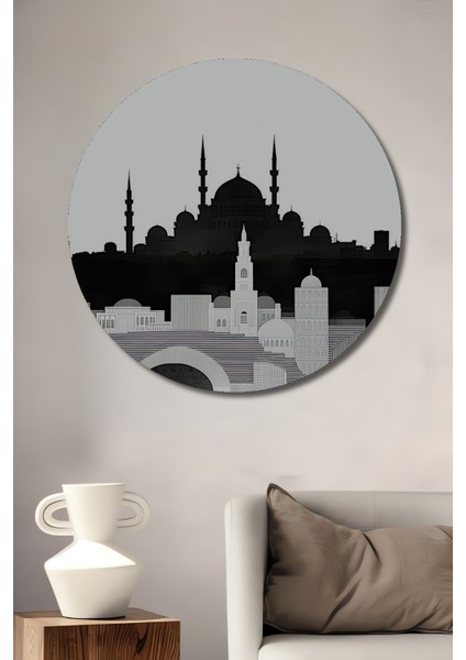 Istanbul Silüeti Modern Sanat Dekoratif Ahşap Ev/işyeri/ofis Yuvarlak Tablo
