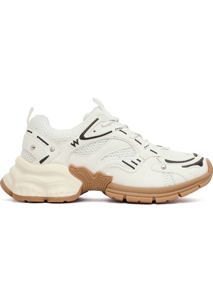 Kadın Beyaz Bağcıklı Kalın Tabanlı Sneaker 25AFD430414