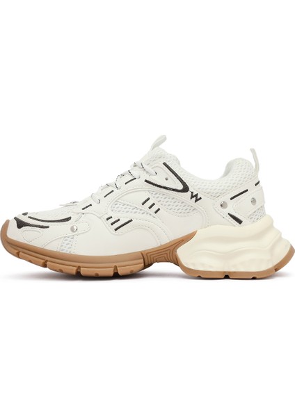 Kadın Beyaz Bağcıklı Kalın Tabanlı Sneaker 25AFD430414 fiyatları