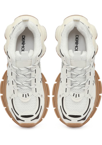 Kadın Beyaz Bağcıklı Kalın Tabanlı Sneaker 25AFD430414
