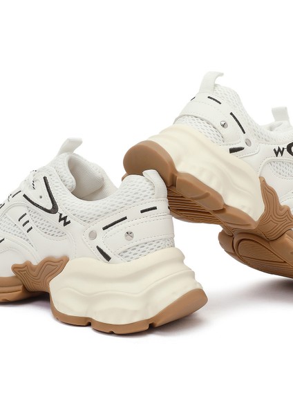 Kadın Beyaz Bağcıklı Kalın Tabanlı Sneaker 25AFD430414