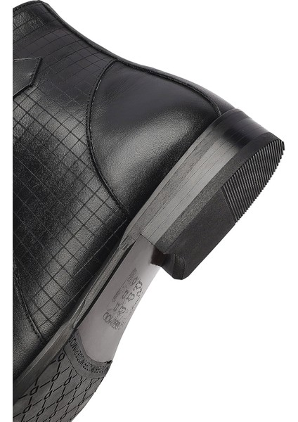 Erkek Siyah Toka Detaylı Fermuarlı Deri Klasik Bot 25WFD670318