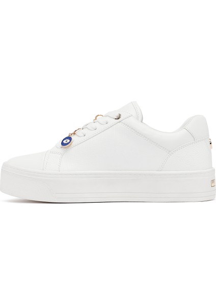 Kadın Beyaz Bağcıklı Kalın Tabanlı Sneaker 25AFD430918 fiyatları