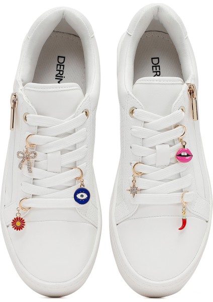 Kadın Beyaz Bağcıklı Kalın Tabanlı Sneaker 25AFD430918