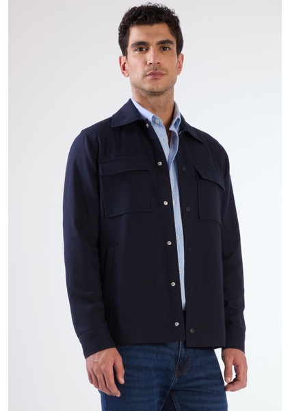 Lacivert Çıtçıt Kapamalı Cepli Overshirt Gömlek indirimleri