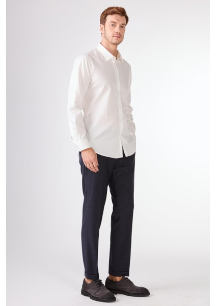 Kırık Beyaz Düz Slim Fit Uzun Kol Erkek Gömlek fiyatları