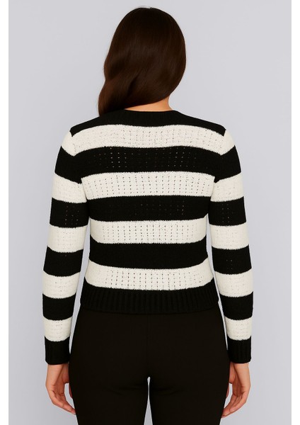 Kadın Önü Düğmeli ve Çift Renkli Triko Hırka fiyatları