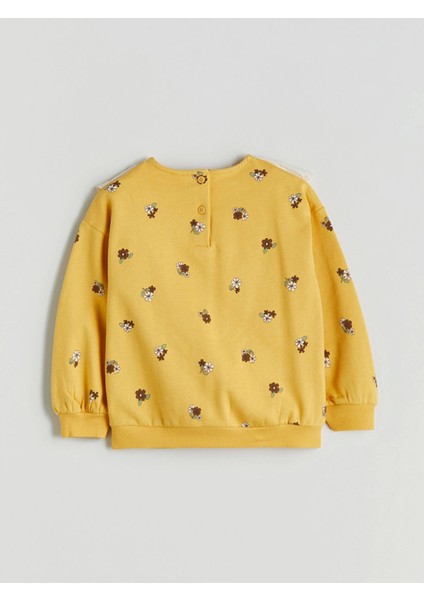 Lcw Kids Sari Bebe Yaka Çiçek Baskılı Kız Çocuk Sweatshirt indirimleri