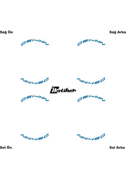 Mavi Cfmoto 450NK Yazılı 8 Li Jant Içi Yazı Sticker modelleri