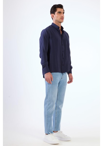 Lacivert Modal Düz Renk Regular Fit Erkek Gömlek fiyatları
