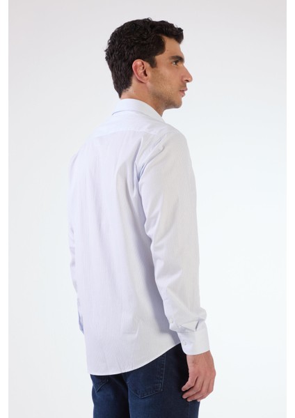 Açık Mavi Kare Desen Regular Fit Uzun Kol Erkek Gömlek modelleri