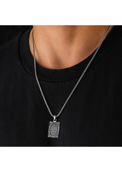 Karınca Duası Muskalık ve Çevşen 925 Ayar Gümüş Erkek Kolye