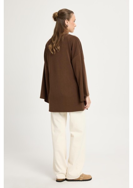 Kadın Kahverengi Oversize Uzun Kimono Yumuşacık Modal Ceket 30006 fırsatları