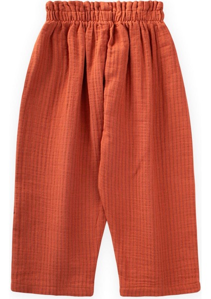 Organic Beli Fırfırlı Geniş Kesim Müslin Pantolon 1-8 Yaş Rust Ince Çizgi fiyatları