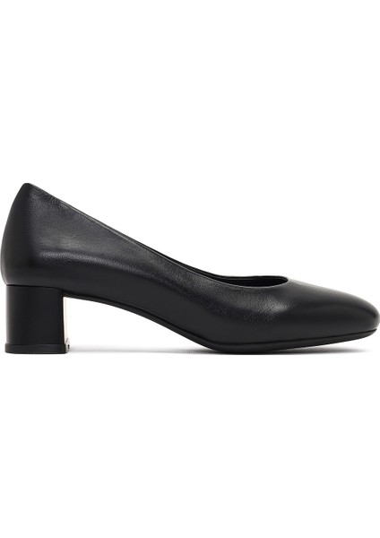 Flex Kadın Siyah Kalın Topuklu Deri Ayakkabı 25AFD380818