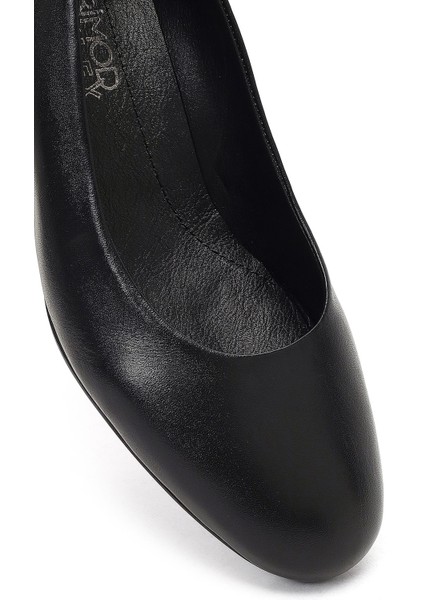 Flex Kadın Siyah Kalın Topuklu Deri Ayakkabı 25AFD380818