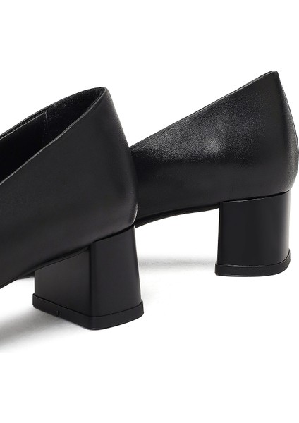 Flex Kadın Siyah Kalın Topuklu Deri Ayakkabı 25AFD380818