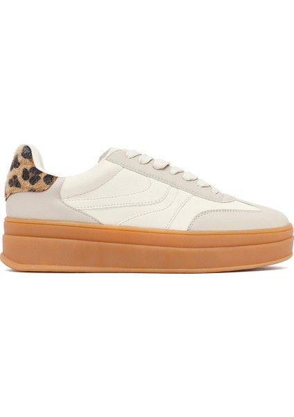 Kadın Bej Bağcıklı Kalın Tabanlı Sneaker 25AFD430814