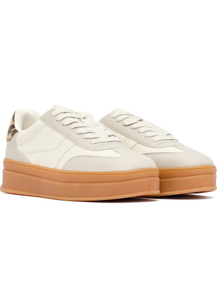 Kadın Bej Bağcıklı Kalın Tabanlı Sneaker 25AFD430814 modelleri