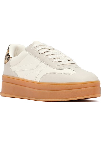 Kadın Bej Bağcıklı Kalın Tabanlı Sneaker 25AFD430814