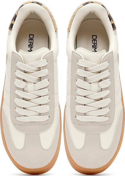 Kadın Bej Bağcıklı Kalın Tabanlı Sneaker 25AFD430814