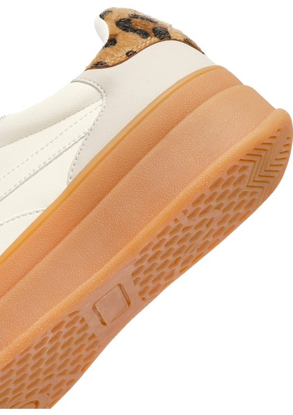 Kadın Bej Bağcıklı Kalın Tabanlı Sneaker 25AFD430814