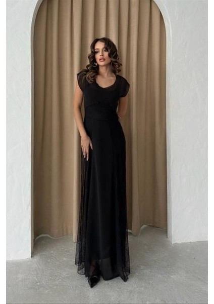 Ezel Glory Archernar Şifon Tül Elbise 2704-8