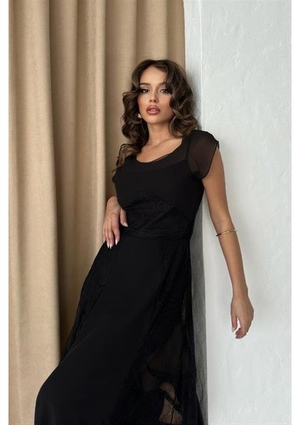 Ezel Glory Archernar Şifon Tül Elbise 2704-8 modelleri