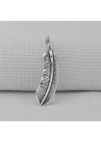 Kuş Tüyü 925 Ayar Gümüş Erkek Kolye Ucu
