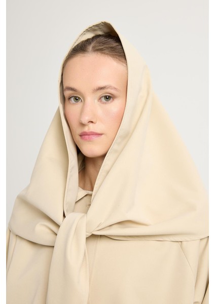 Kadın Bej Oversize Seyyar Yakalı Astarlı Tasarım Trençkot 30009 indirimleri