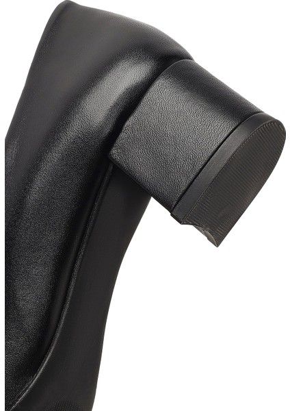 Flex Kadın Siyah Kalın Topuklu Deri Ayakkabı 25AFD380518