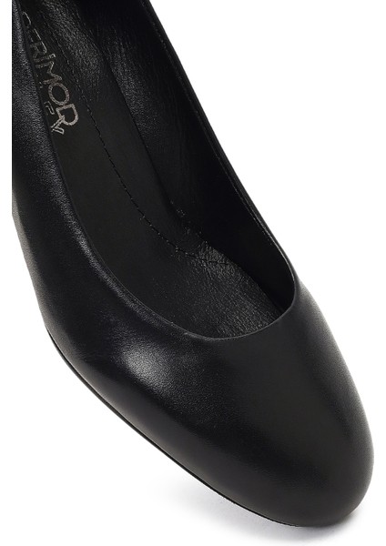 Flex Kadın Siyah Kalın Topuklu Deri Ayakkabı 25AFD380518