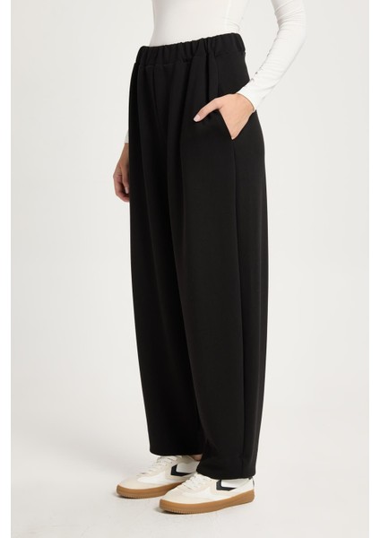 Kadın Siyah Oversize Modal Kumaş Yumuşacık Pantalon 30004