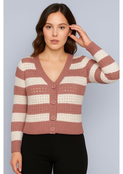 Kadın Önü Düğmeli ve Çift Renkli Triko Hırka fırsatları