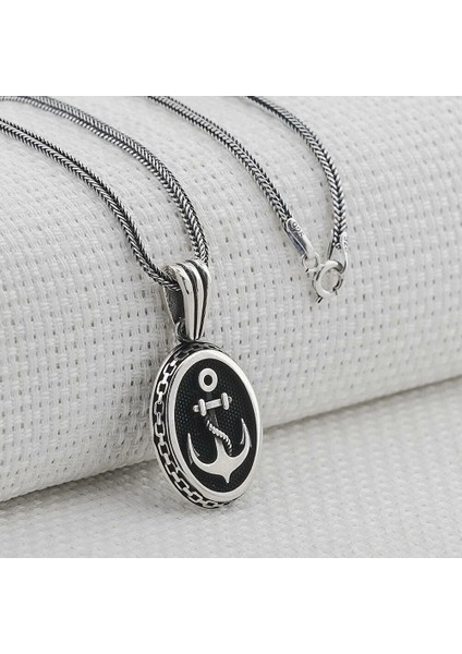 Denizci Çapa Tasarımlı 925 Ayar Gümüş Erkek Kolye