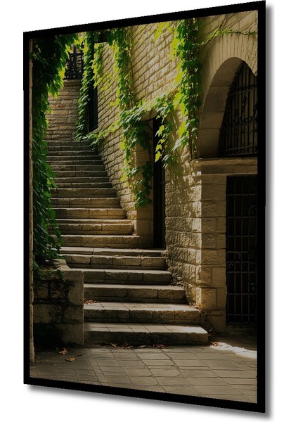 Çerçeve Görünümlü Yeşilin Rüyası Taş Merdivenler Dekoratif Ahşap Ev/işyeri/ofis Kare Tablo fiyatları