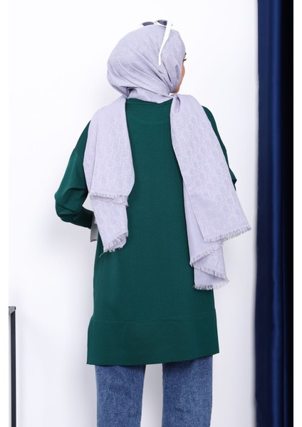 Zümrüt Yeşili Kol Fermuarlı Soğuk Iplik Triko Tunik fırsatları