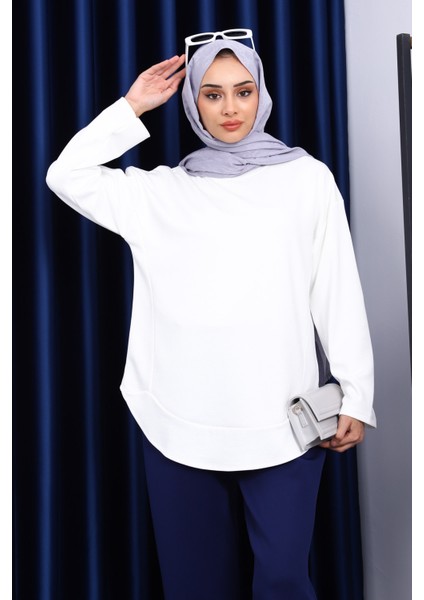 Ekru Bisiklet Yaka Modal Sweat