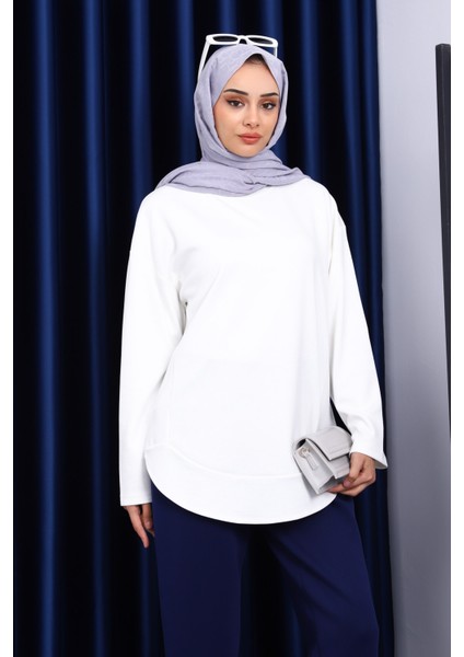 Ekru Bisiklet Yaka Modal Sweat modelleri