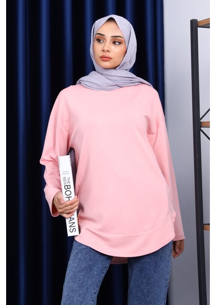 Pembe Bisiklet Yaka Modal Tunik modelleri