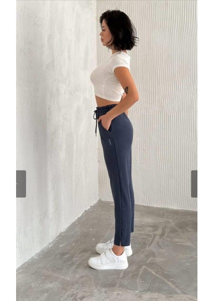 Kadın Yırtmaç Detaylı Dar Paça Modal Kumaş Eşofman Altı indirimleri