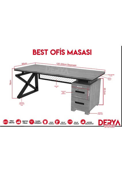 Best Doğal Ahşap Ofis ve Çalışma Masası -Çekmece Modüllü indirimleri