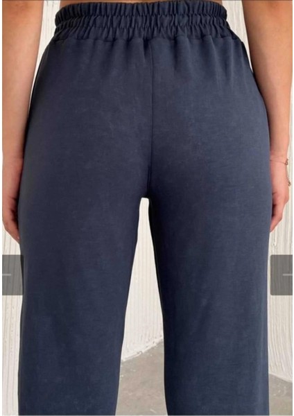 Kadın Yırtmaç Detaylı Dar Paça Modal Kumaş Eşofman Altı