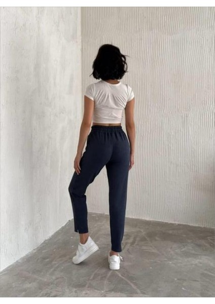 Kadın Yırtmaç Detaylı Dar Paça Modal Kumaş Eşofman Altı