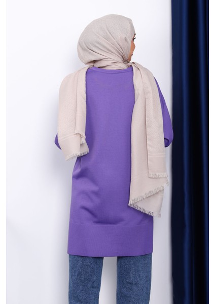 Mor Kol Fermuarlı Soğuk Iplik Triko Tunik fırsatları